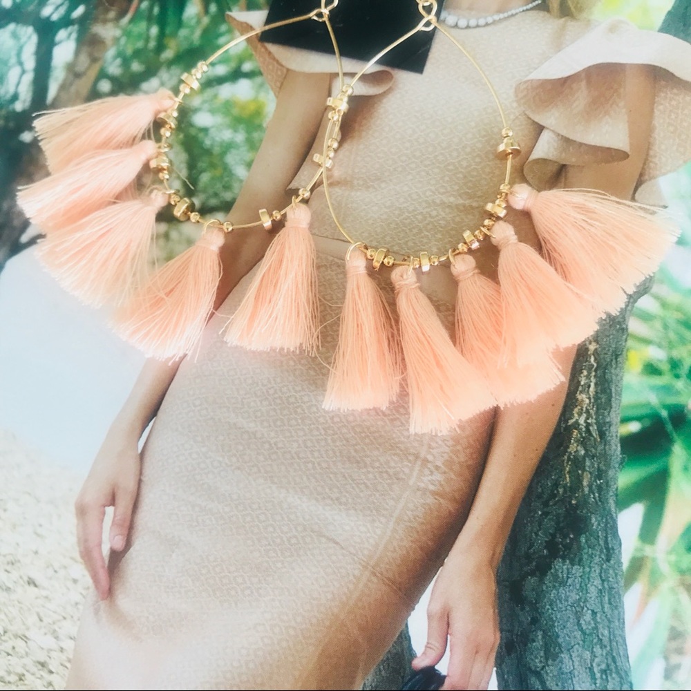 Peach Boho Tassel Earrings